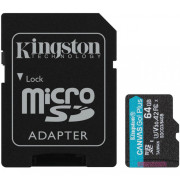 Карта пам'яті microSDXC 64Gb Kingston Canvas Go Plus A2 V30 (UHS-1 U3) (R-170Mb/s) + адаптер SD