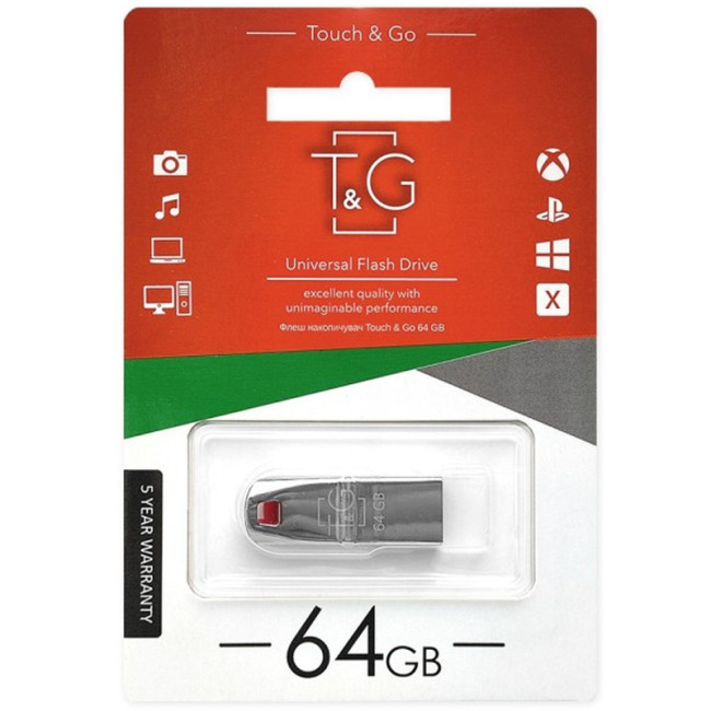 USB флеш накопичувач T&G Stylish 115 64Gb Metal Chrome