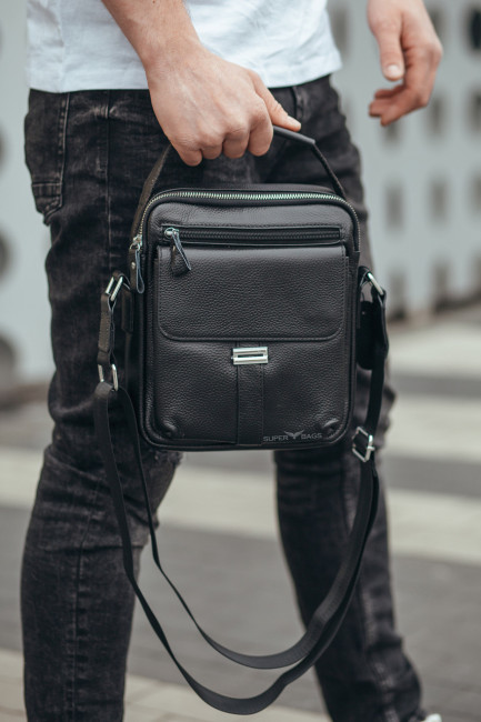 Чоловіча сумка через плече із натуральної шкіри Tiding Bag 1079734 чорна