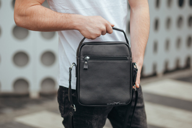Чоловіча сумка через плече із натуральної шкіри Tiding Bag 1079734 чорна