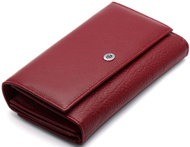 Бордовий класичний гаманець з натуральної шкіри з блоком для карт ST Leather ST217-1