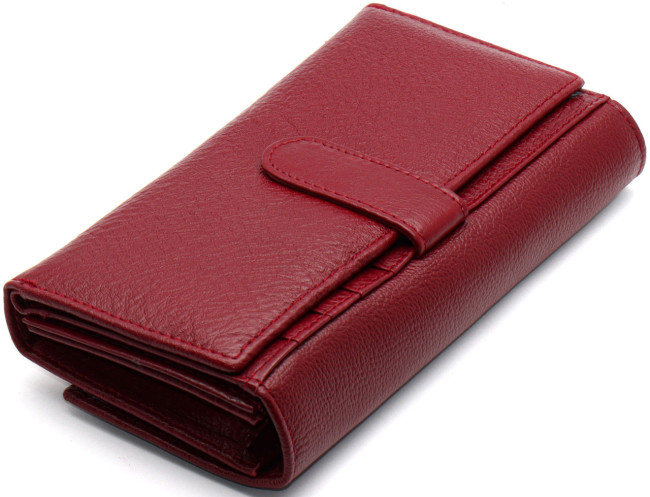 Бордовий класичний гаманець з натуральної шкіри з блоком для карт ST Leather ST217-1