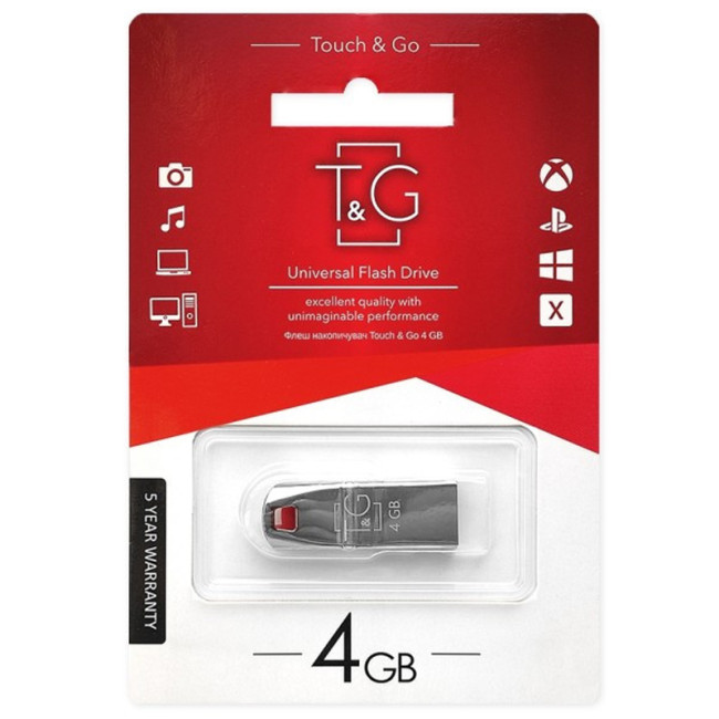 USB флеш накопичувач T&G Stylish 115 4Gb Metal Chrome