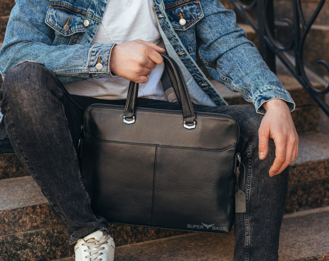 Офісна чоловіча сумка для ноутбука і документів Tiding Bag N65149 чорна