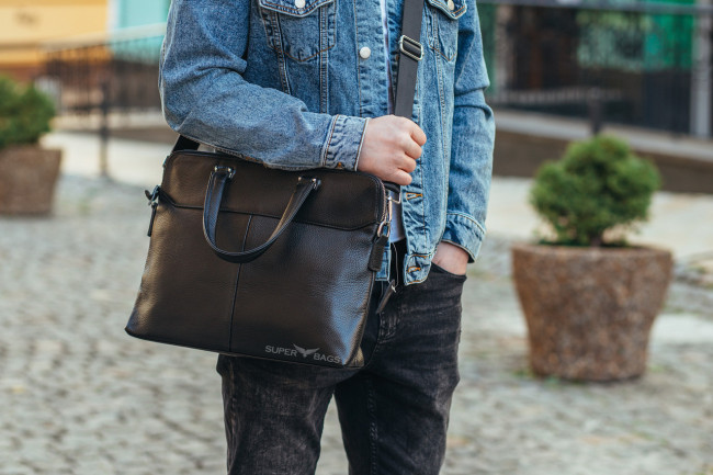 Офісна чоловіча сумка для ноутбука і документів Tiding Bag N65149 чорна