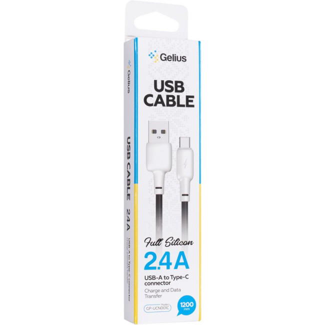 Кабель USB Gelius Full Silicon GP-UCN001C Type-C (1.2m) (18W) Black/White