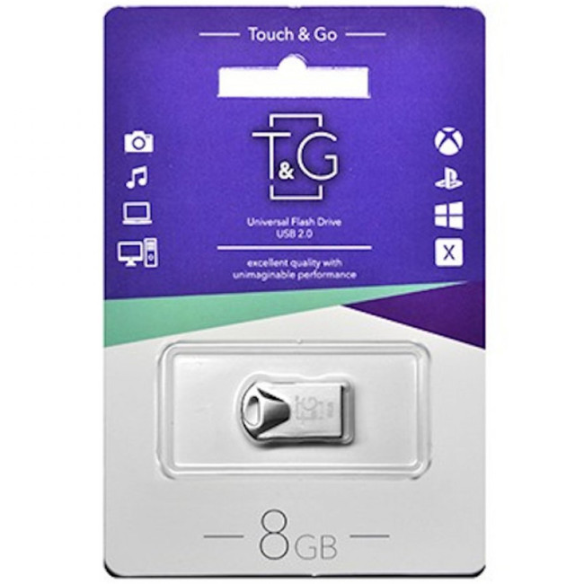 USB флеш накопичувач T&G Short 107 8Gb Metal Silver