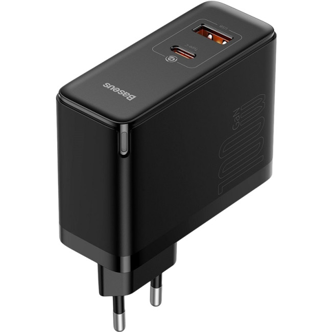 Мережевий зарядний пристрій Baseus GaN3 Pro Fast Charger (CCGP090201) 100W 1Type-C+1USB + кабель Type-C/Type-C Black