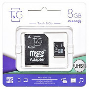 Карта пам'яті microSDHC 8Gb T&G (UHS-1)(Class 10) + адаптер SD