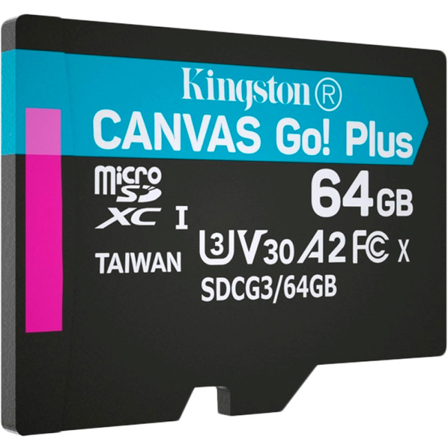 Карта пам'яті microSDXC 64Gb Kingston Canvas Go Plus A2 V30 (UHS-1 U3) (R-170Mb/s)