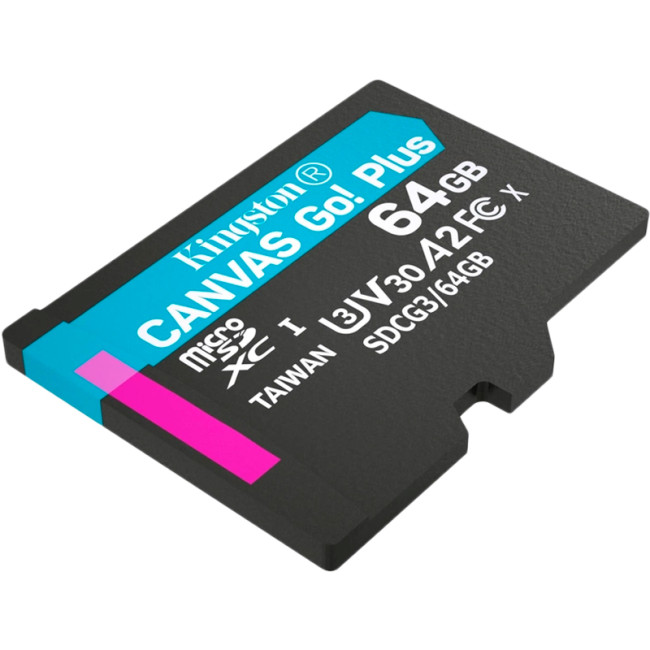 Карта пам'яті microSDXC 64Gb Kingston Canvas Go Plus A2 V30 (UHS-1 U3) (R-170Mb/s)