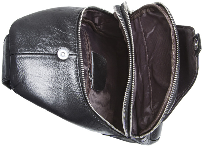 Сумка-слінг шкіряна чоловіча Tiding Bag Чорна — MK03983