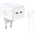 Мережевий зарядний пристрій XO L102 2Type-C 35W + кабель Type-C to Lightning White