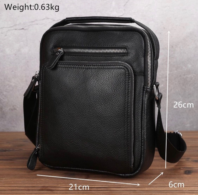 Шкіряна  чоловіча чорна сумка-барсетка через плече Tiding Bag A25-1278C
