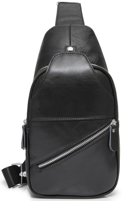 Шкіряний чорний слінг чоловічий Tiding Bag Чорний — MK59321