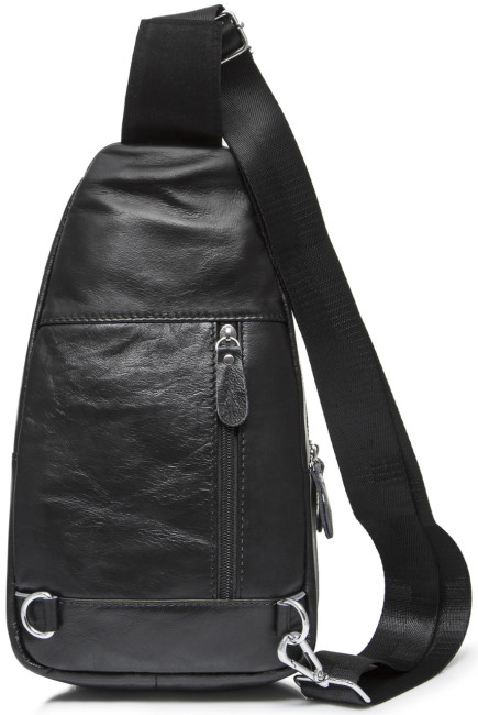 Шкіряний чорний слінг чоловічий Tiding Bag Чорний — MK59321