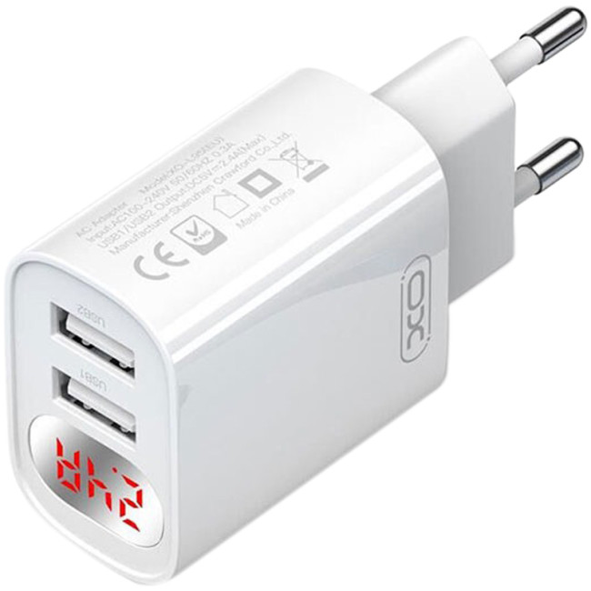 Мережевий зарядний пристрій XO L95 2USB 2.4A White
