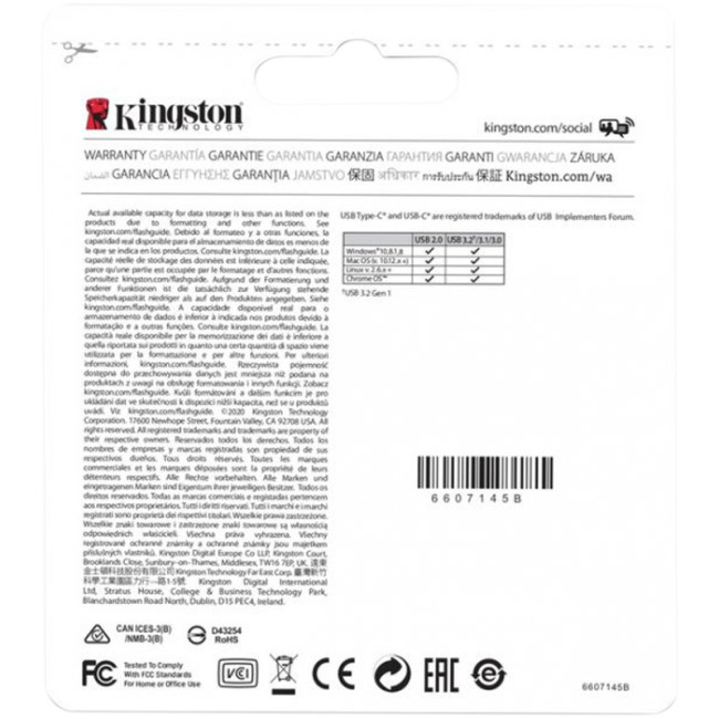 USB флеш накопичувач Kingston DTMicroDuo 3C (Type-A/Type-C) (200Mb/s) 128Gb USB 3.2