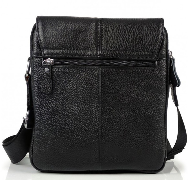 Чоловіча шкіряна чорна сумка через плече Tiding Bag M1254A