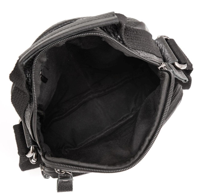 Чоловіча чорна сумка-кросбоді з натуральної шкіри Tiding Bag M2237A