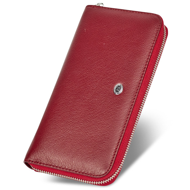 Бордовий гаманець-клатч, з ремінцем на руку з натуральної шкіри ST Leather ST45-2
