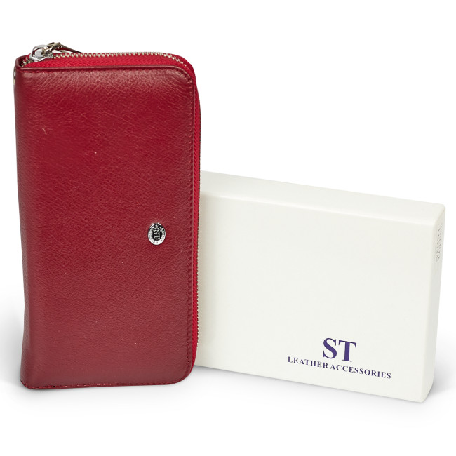 Бордовий гаманець-клатч, з ремінцем на руку з натуральної шкіри ST Leather ST45-2