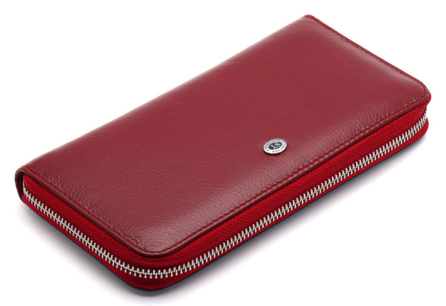 Бордовий гаманець-клатч, з ремінцем на руку з натуральної шкіри ST Leather ST45-2