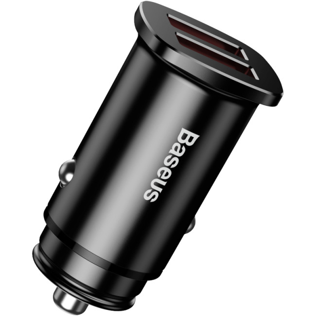 Автомобільний зарядний пристрій Baseus Square Metal 2USB QC 30W (CCALL-DS01) Black