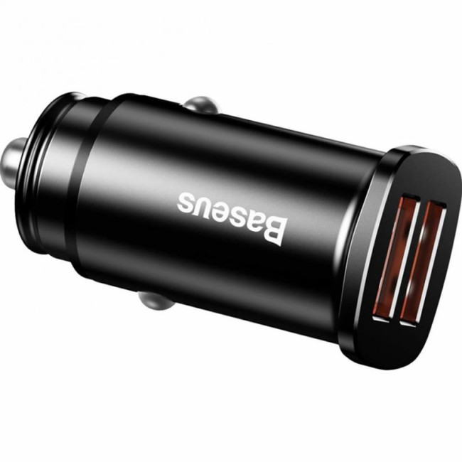 Автомобільний зарядний пристрій Baseus Square Metal 2USB QC 30W (CCALL-DS01) Black