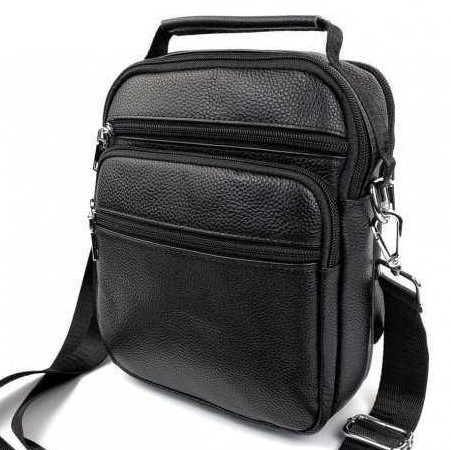 Шкіряна чорна чоловіча наплічна сумка  Bexhill Bx219C