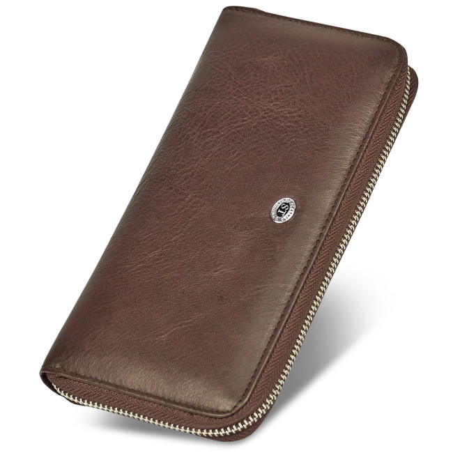 Коричневий гаманець-клатч, з ремінцем на руку з натуральної шкіри ST Leather ST45-2