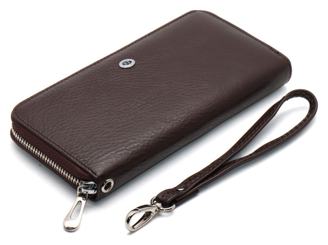 Коричневий гаманець-клатч, з ремінцем на руку з натуральної шкіри ST Leather ST45-2