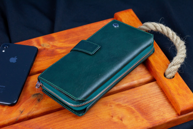 Зелений жіночий гаманець з натуральної шкіри з блоками для карт ST Leather ST228