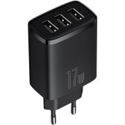 Мережевий зарядний пристрій Baseus Compact Charger 3USB 17W (CCXJ020101) Black