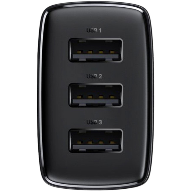 Мережевий зарядний пристрій Baseus Compact Charger 3USB 17W (CCXJ020101) Black
