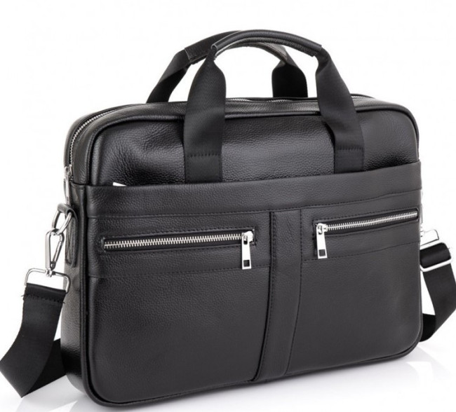Ділова шкіряна сумка для ноутбука Borsa Leather 5526 Чорна