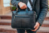 Ділова шкіряна сумка для ноутбука Borsa Leather 5526 Чорна