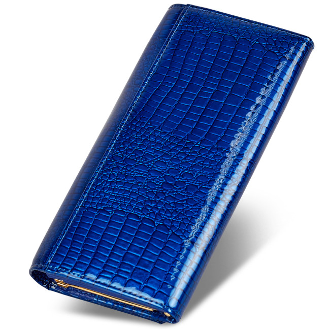 Синій лаковий гаманець із монетницею з натуральної шкіри ST Leather S6001A