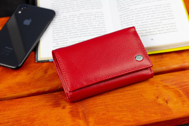 Червоний компактний жіночий гаманець із зовнішньою монетницею ST Leather ST0211