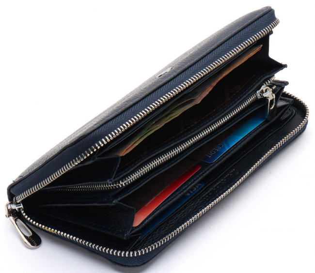 Гаманець темно-синій жіночий з натуральної шкіри функціональний ST Leather ST201