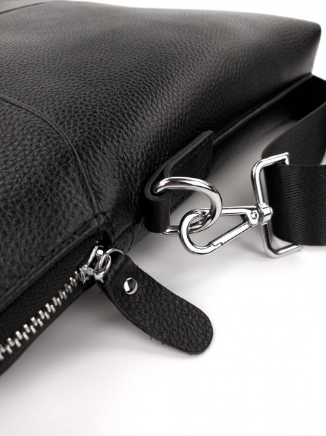 Чоловіча  чорна шкіряна сумка для документів та ноутбука Tiding Bag N13589