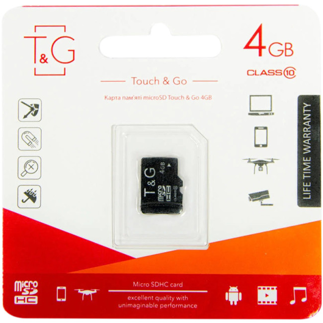 Карта пам'яті microSDHC 4Gb T&G (Class 10)