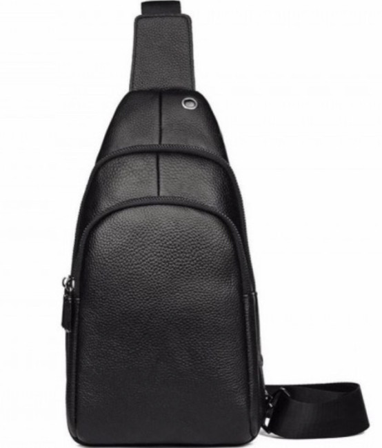 Шкіряний чорний чоловічий слінг на плече TIDING BAG A25F-3311-1A
