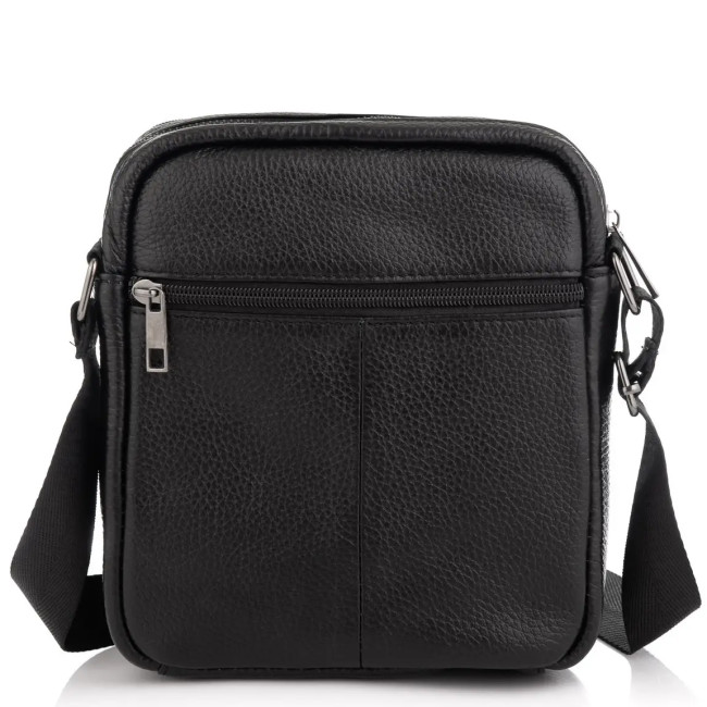 Сумка шкіряна чоловіча чорна через плече Tiding Bag IT-73302
