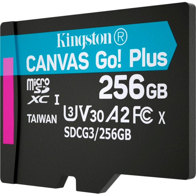 Карта пам'яті microSDXC 256Gb KIngston Canvas Go Plus (UHS-1 U3) (R-170Mb/s, W90Mb/s)