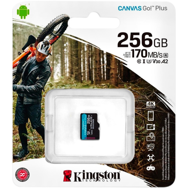 Карта пам'яті microSDXC 256Gb KIngston Canvas Go Plus (UHS-1 U3) (R-170Mb/s, W90Mb/s)
