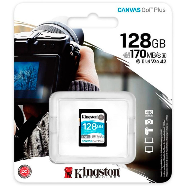 Карта пам'яті SDXC 128Gb Kingston Canvas Go Plus V30 (UHS-1 U3) (R-170Mb/s)