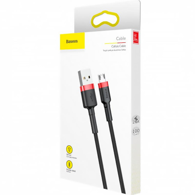 Кабель USB Baseus Cafule MicroUSB (CAMKLF-B91) Black/Red 1m