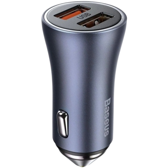 Автомобільний зарядний пристрій Baseus Golden Contactor Pro 40W 2USB (TZCCJD-A0G) + кабель USB/Type-C 1m Dark Grey