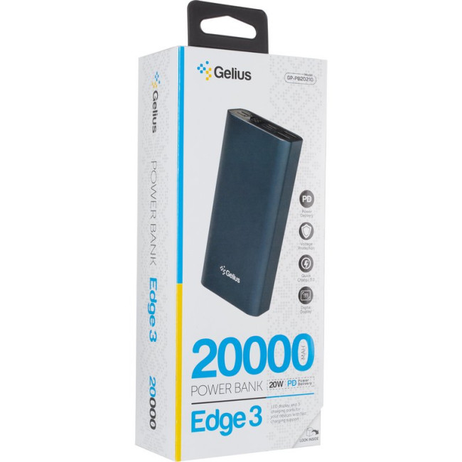 Додаткова батарея Gelius Edge 3 GP-PB20-210 PD 20000mAh QC+PD 20W Dark Blue